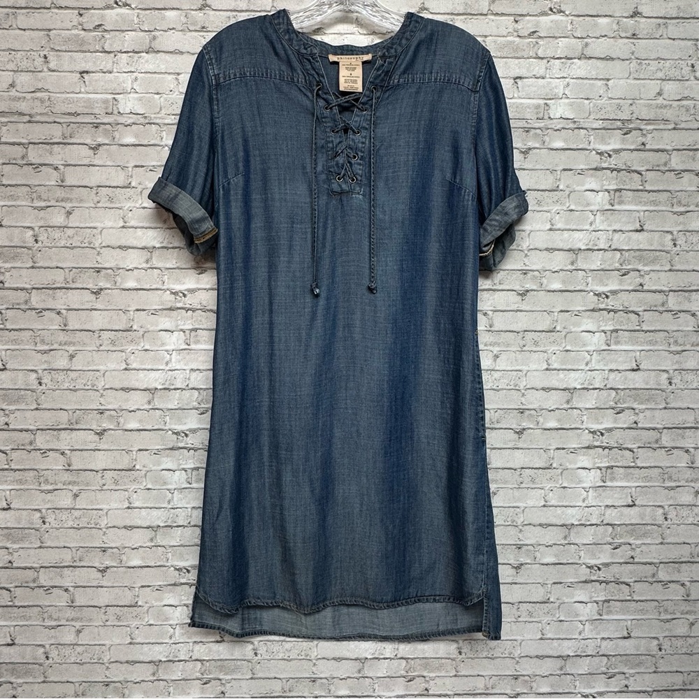 Philosophy Women’s Small Tencel Short Roll-Sleeves Tunic Dress Pockets READ